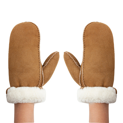 Варежки женские из овчины, цвет песочный 