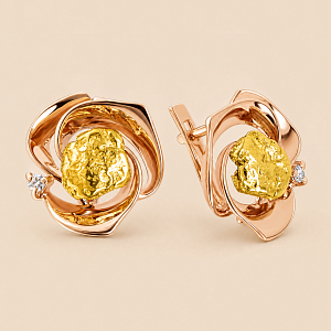 Серьги с самородком 