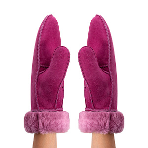 Варежки женские из овчины, цвет фуксия 