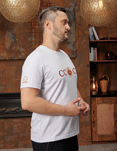 Футболка СССР с гербом и девизом цвет белый