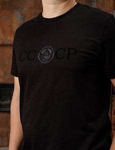 Футболка СССР с гербом и девизом Black edition цвет черный