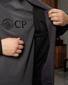 Толстовка мужская СССР Моя страна Black edition цвет темно-серый 