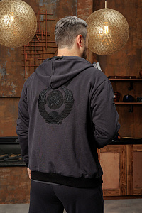 Толстовка мужская СССР Моя страна Black edition цвет темно-серый 