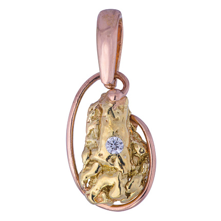 Подвеска золотая с самородком и бриллиантом