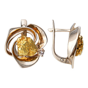 Серьги с золотыми самородками