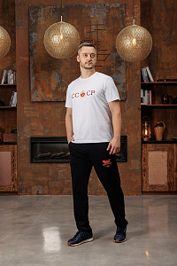 Футболка СССР с гербом и девизом цвет белый