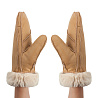 Варежки женские из овчины, цвет песочный 