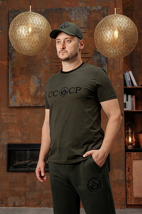 Футболка СССР с гербом и девизом Military edition цвет хаки 