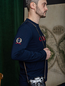 Лонгслив СССР с гербом и девизом цвет темно-синий