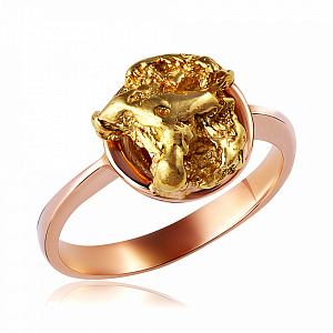 Кольцо с золотым самородком