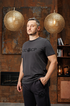 Футболка СССР с гербом и девизом Black edition цвет темно-серый