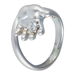 Кольцо «Ладошка» с фианитом