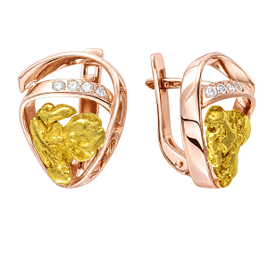 Серьги с самородком и бриллиантами