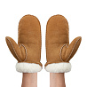 Варежки женские из овчины, цвет песочный 