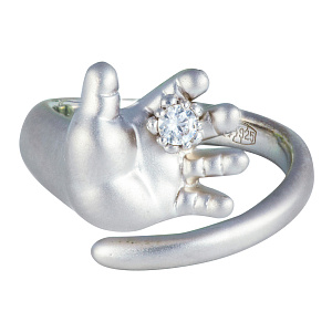 Кольцо «Ладошка» с фианитом
