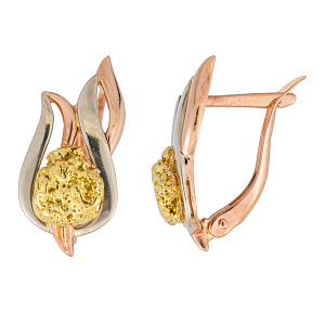 Серьги золотые с самородками