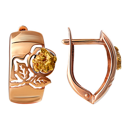 Серьги с золотыми самородками