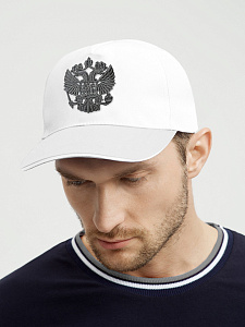 Бейсболка Герб Российской Федерации цвет бело-серый 