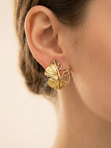 Серьги Лист с самородками