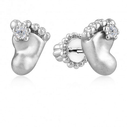 Серьги-пусеты Пяточки с фианитами
