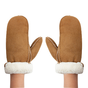 Варежки женские из овчины, цвет песочный 