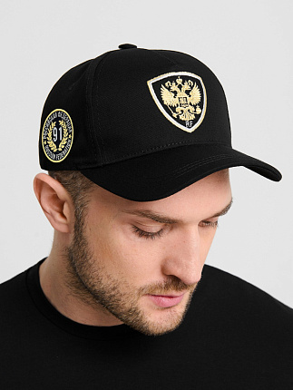 Бейсболка РФ герб v.2 цвет черный 